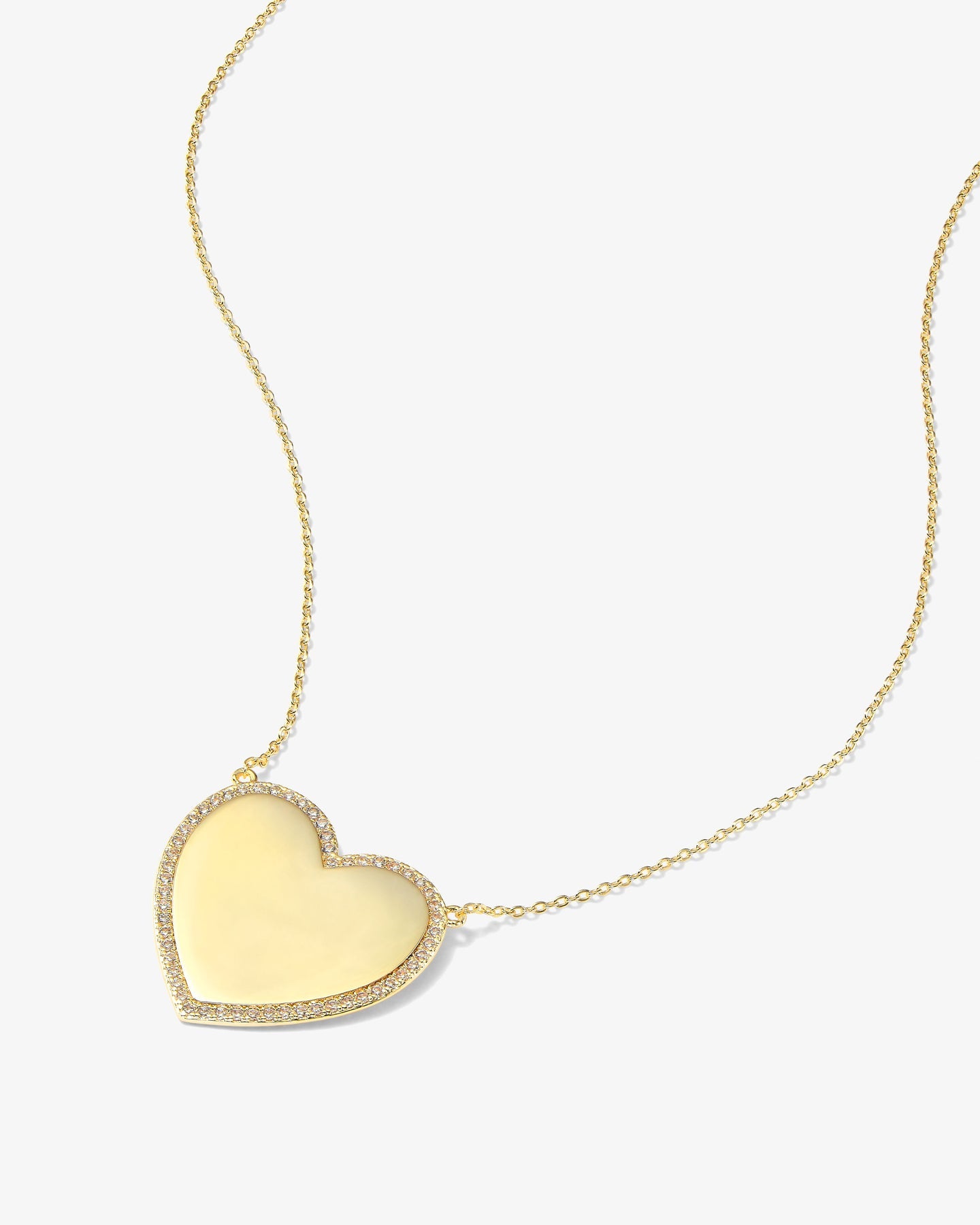 XL You Have My Heart Pave Necklace 15" Gold