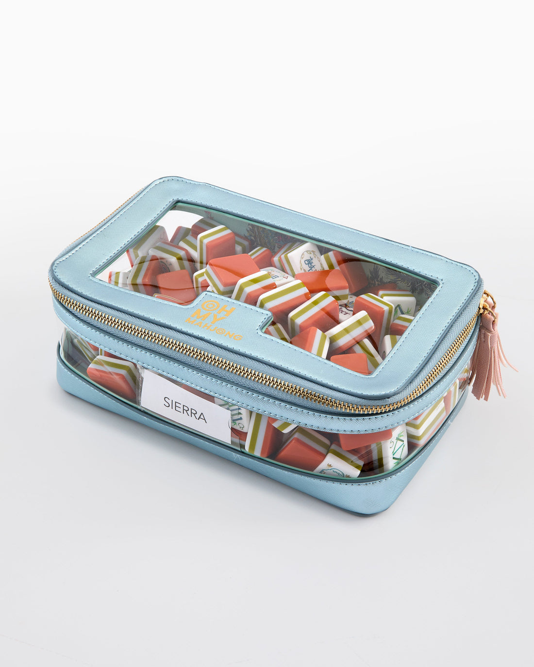 Metallic Light Blue Tile Storage Bag