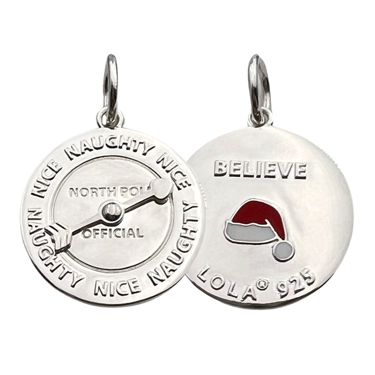 Naughty or Nice Holiday Spinner Silver