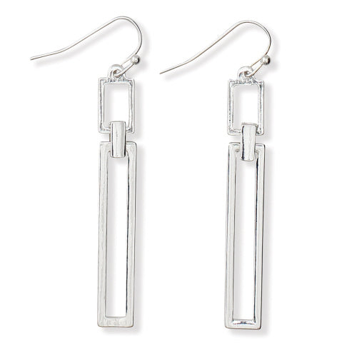 Polished Silver Rectangles Earrings