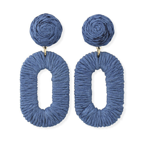 Denim Blue Raffia Earrings