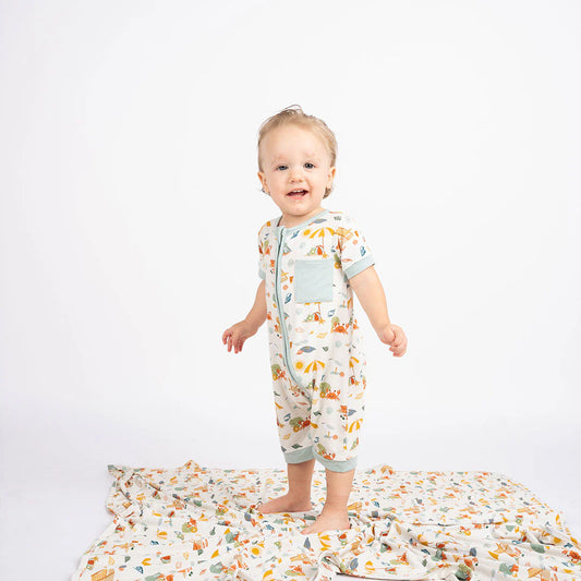 Beach Day Bamboo Baby Shortie Romper