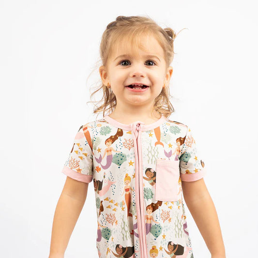 Making Waves Mermaids Bamboo Baby Shortie Romper