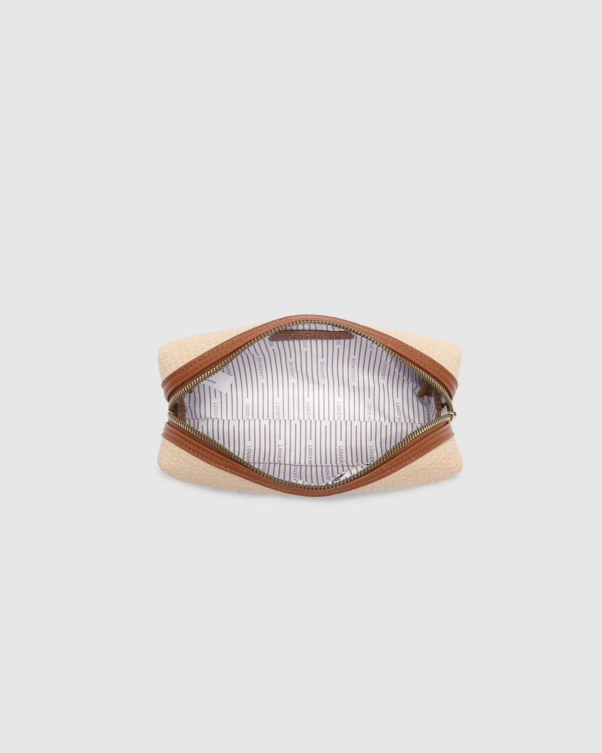 Brianna Makeup Bag with Brushes - Natural Tan