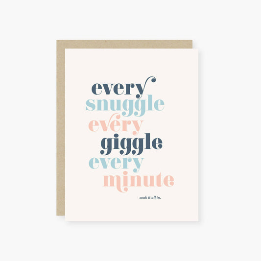 every snuggle every giggle baby card