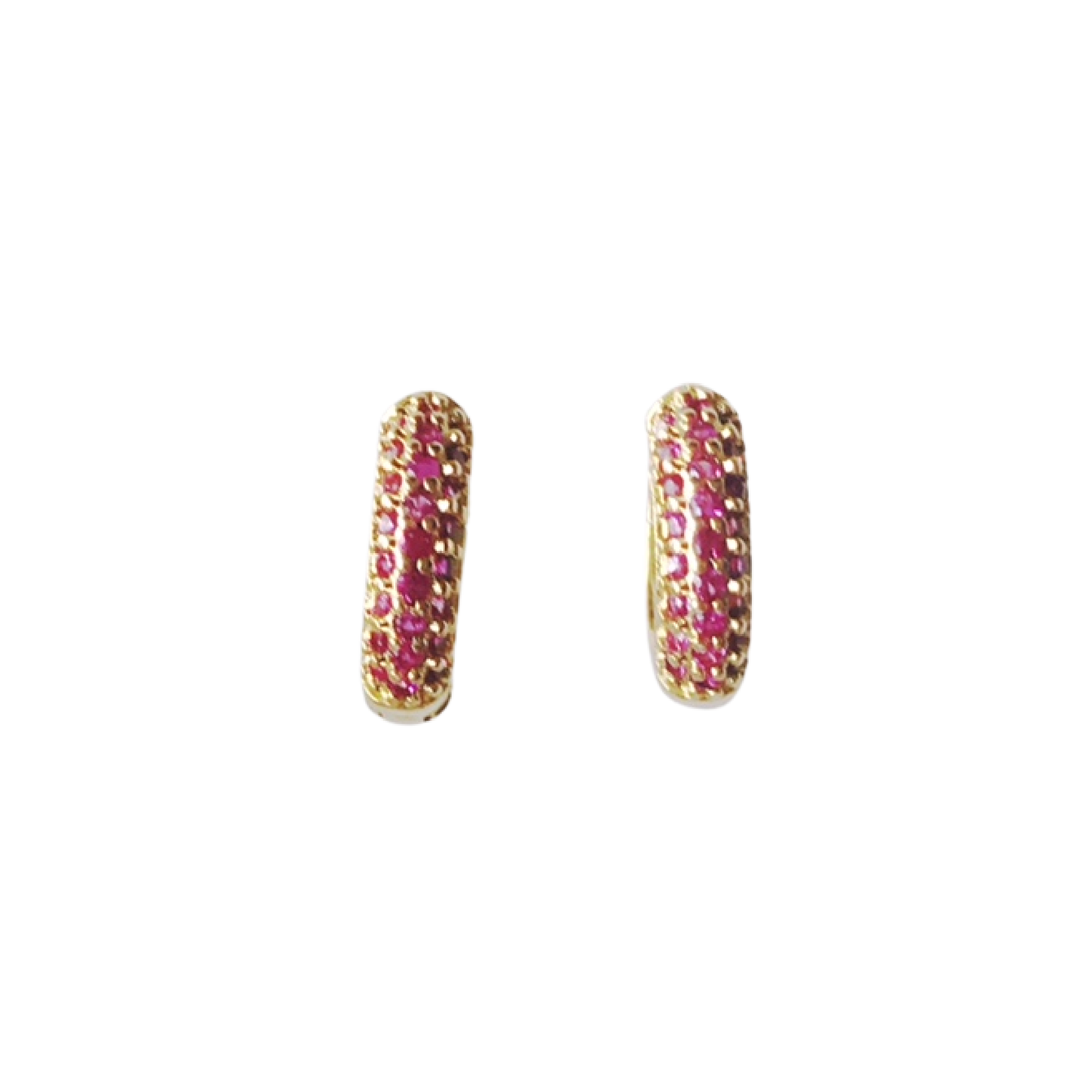 Garnet Micro Pave Huggie Earrings