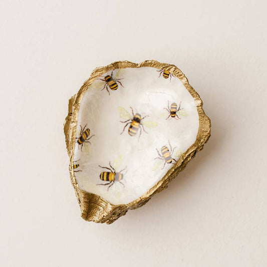 Decoupage Oyster Jewelry Dish: Bee Love