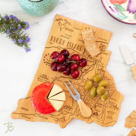 Rhode Island State Shaped Bamboo Serving and Cutting Board