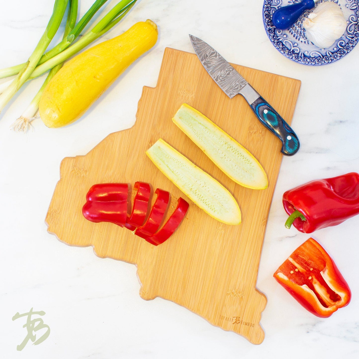 Rhode Island State Shaped Bamboo Serving and Cutting Board