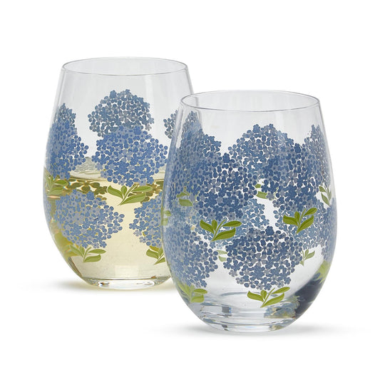 Hydrangea Stemless Wine Glass 16 oz