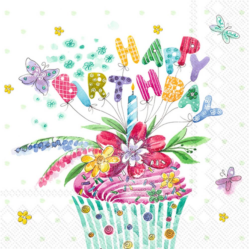Paper Cocktail Napkin Birthday Cupcake
