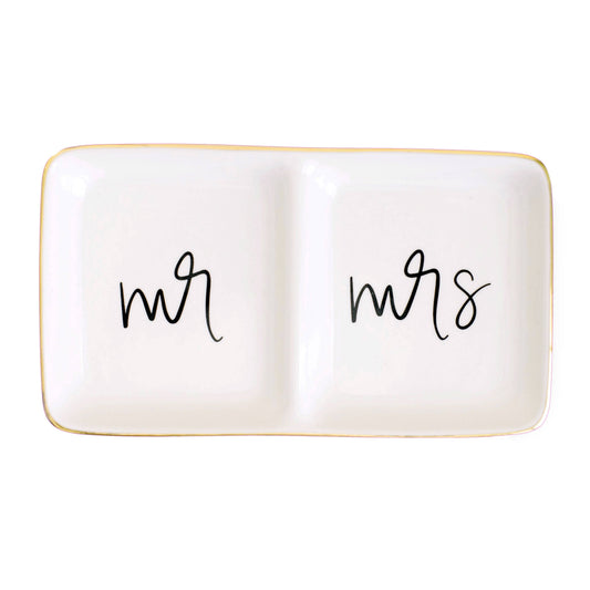 Mr. and Mrs. Jewelry Dish - Black and White