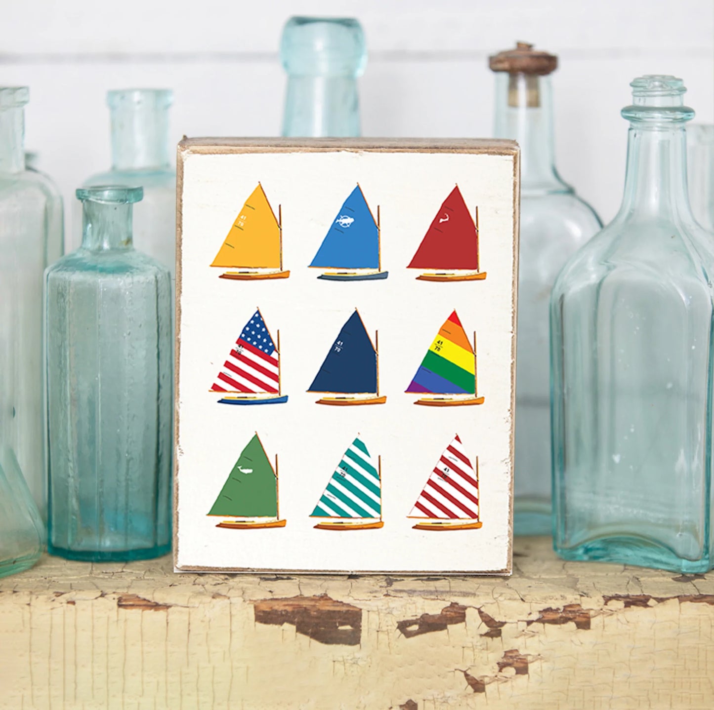 Cat Boats Wooden Block