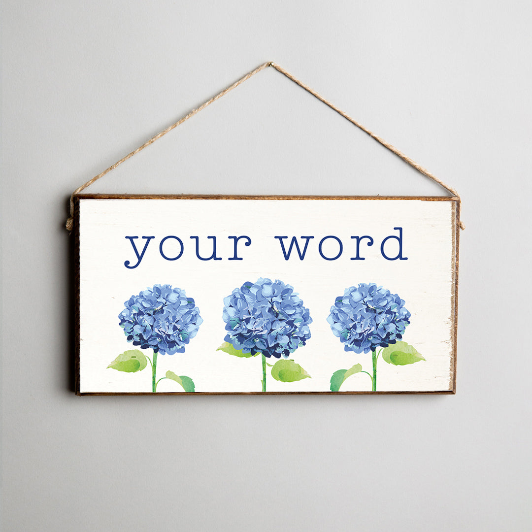 Personalized Hydrangea Twine Hanging Sign