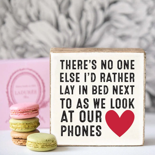 Look at Our Phones Decorative Wooden Block