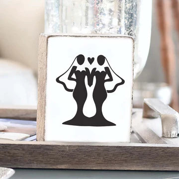 Two Brides Decorative Wooden Block