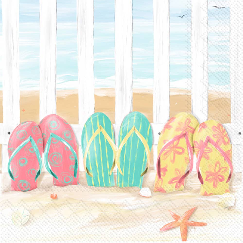 Paper Cocktail Napkin Sandy Flip Flops