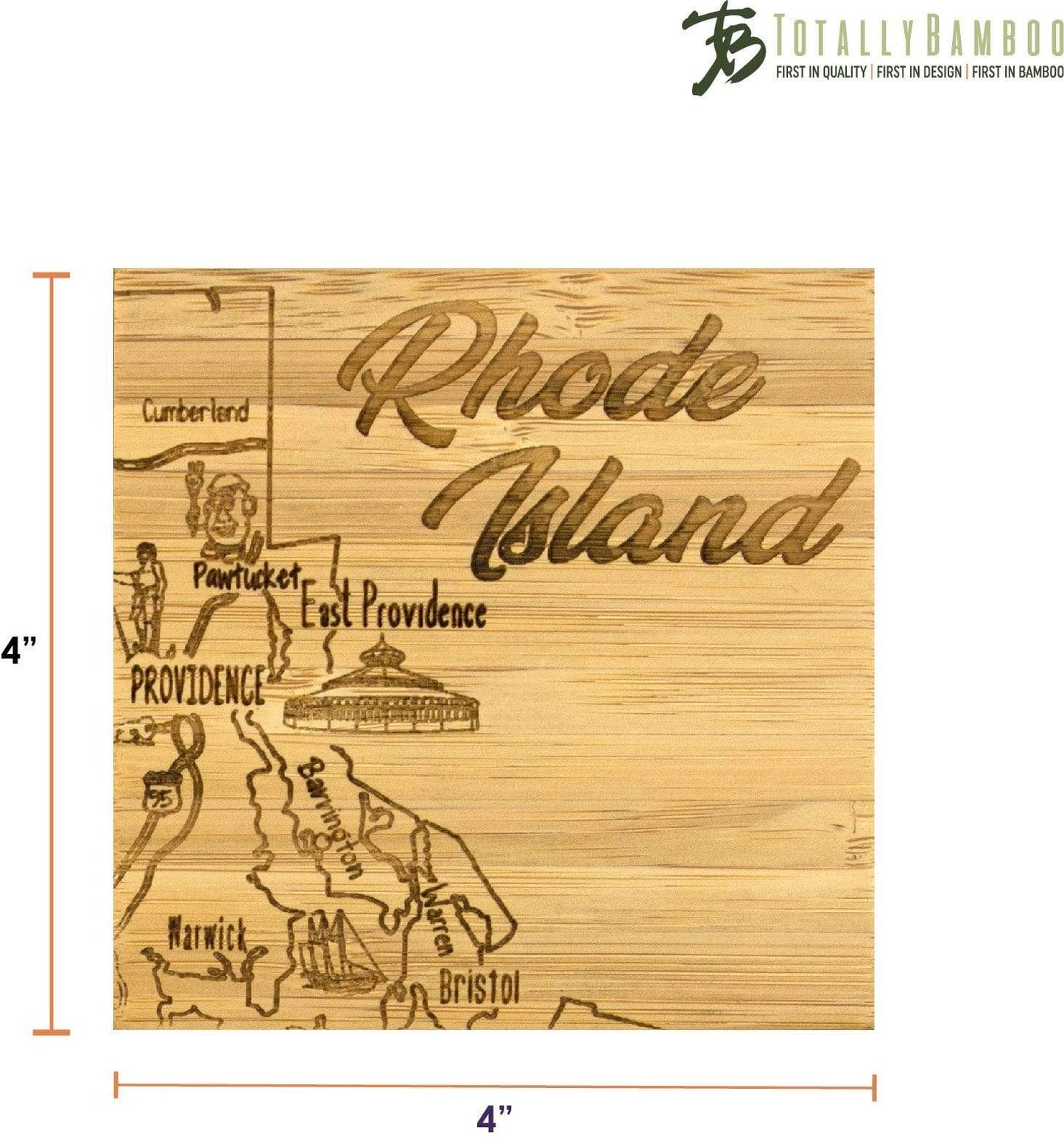 Rhode Island State Puzzle 4 Piece Coaster Set with Case