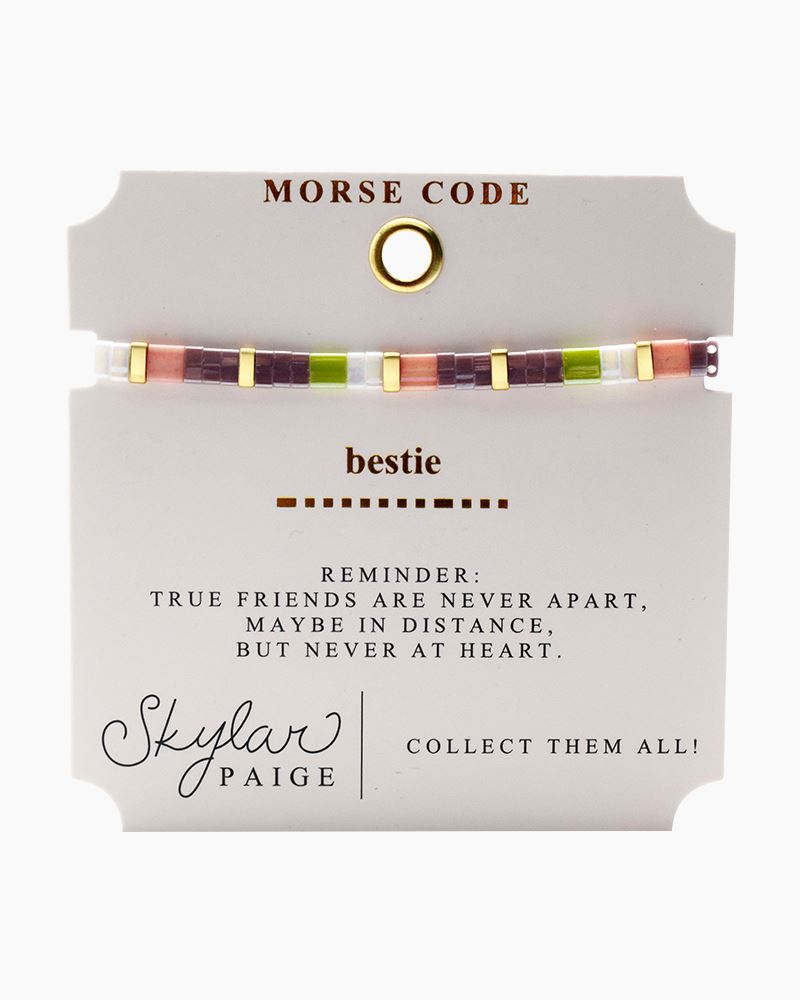 BESTIE Morse Code Tila Beaded Bracelet