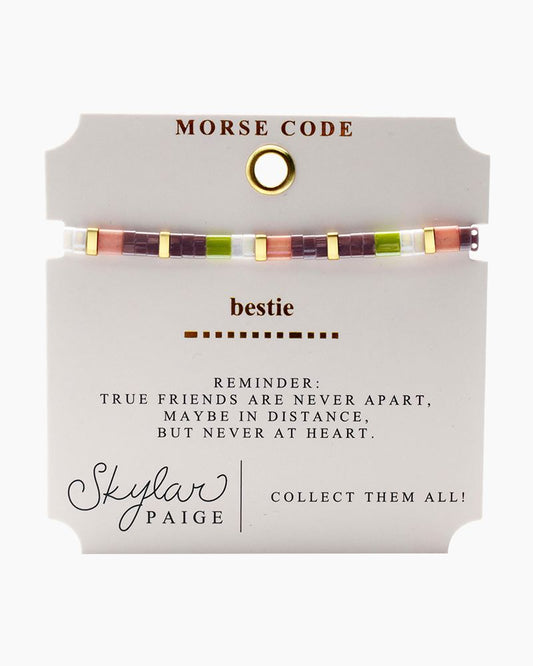 BESTIE Morse Code Tila Beaded Bracelet