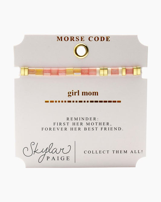 GIRL MOM Morse Code Tila Beaded Bracelet