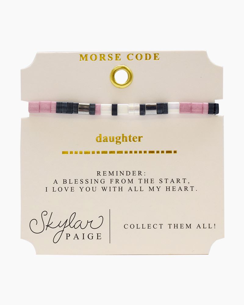 DAUGHTER Morse Code Tila Beaded Bracelet