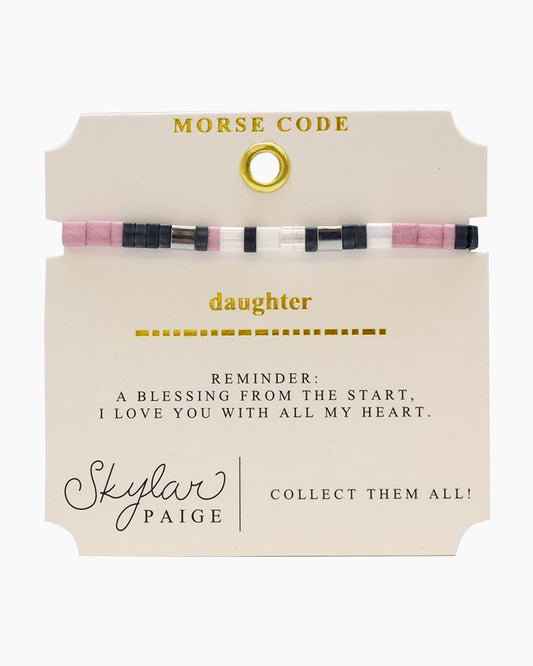 DAUGHTER Morse Code Tila Beaded Bracelet
