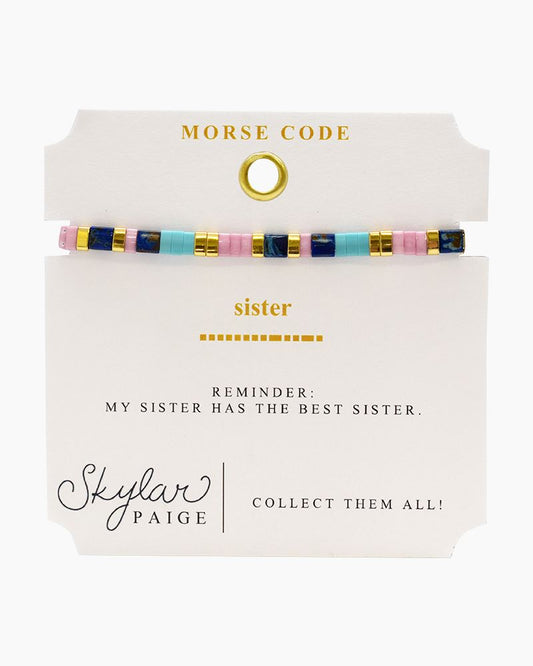 SISTER Morse Code Tila Beaded Bracelet