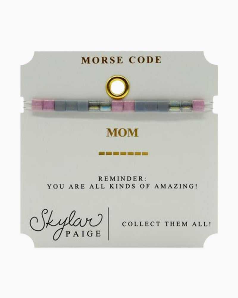 MOM Morse Code Tila Beaded Bracelet