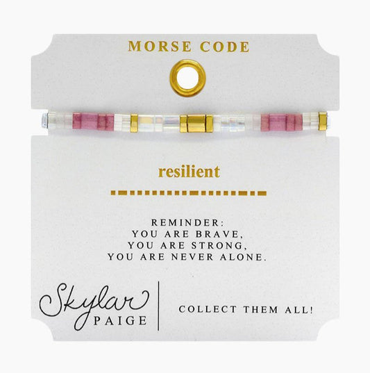 RESILIENT Morse Code Tila Beaded Bracelet