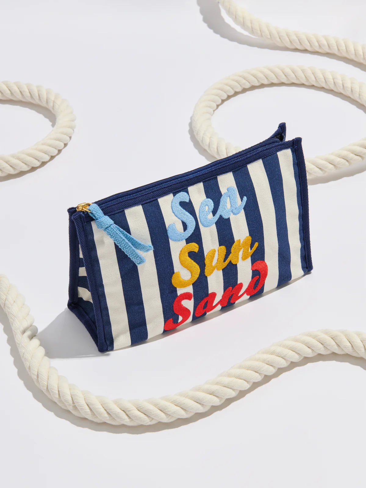 "Sea Sun Sand" Zip Pouch, Navy