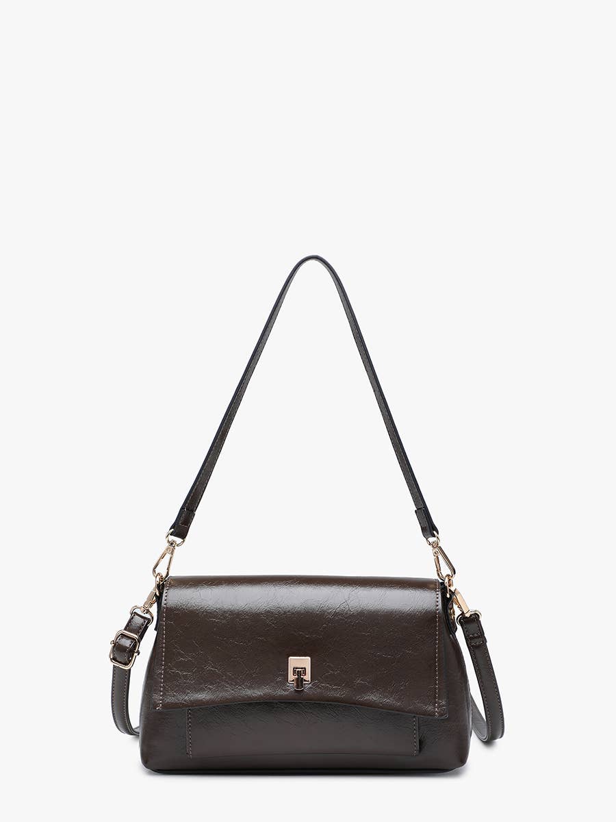 Bella Glossy Shoulder Bag w/ Push Lock | M2849
