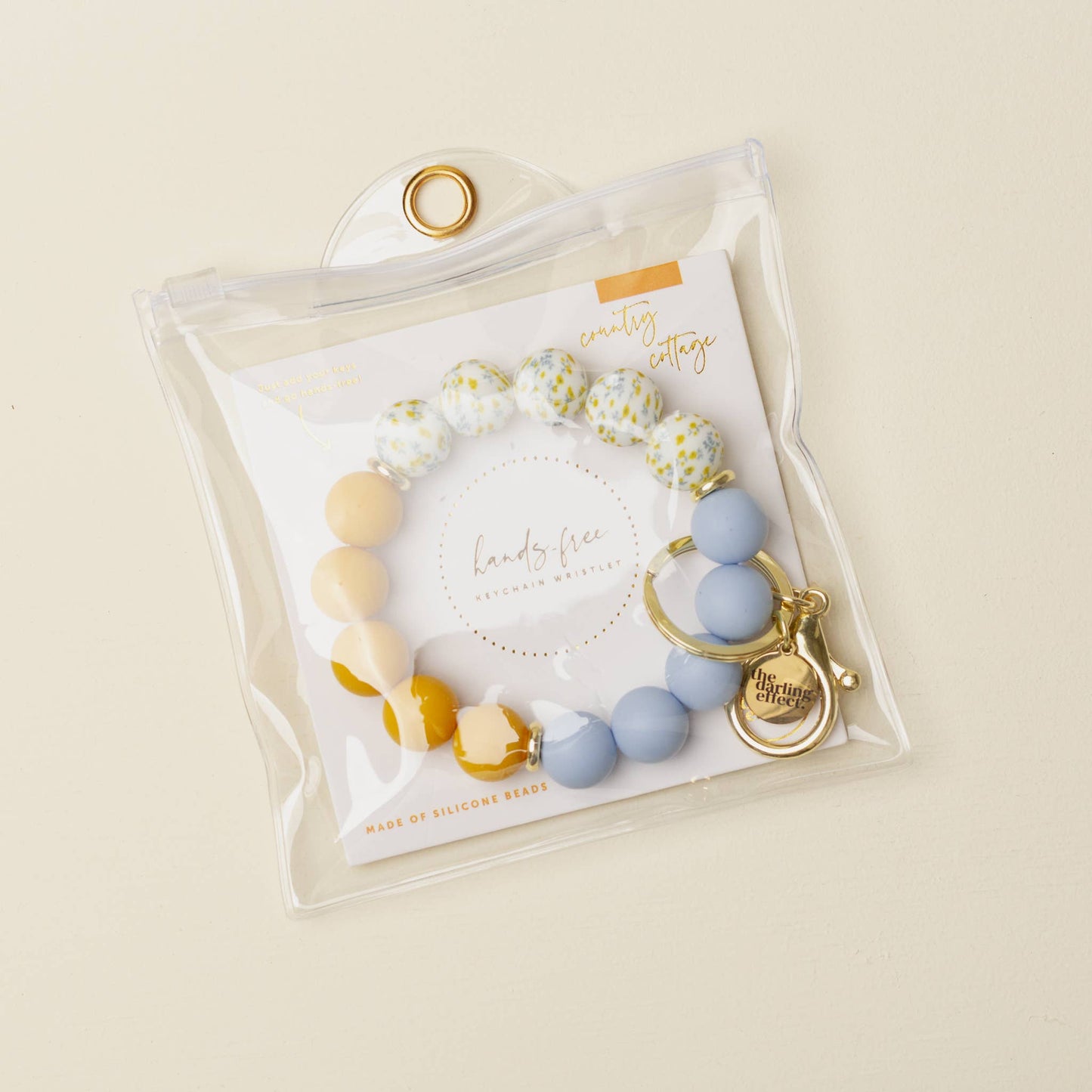 Hands-Free Silicone Bead Keychain Wristlet-Country Cottage
