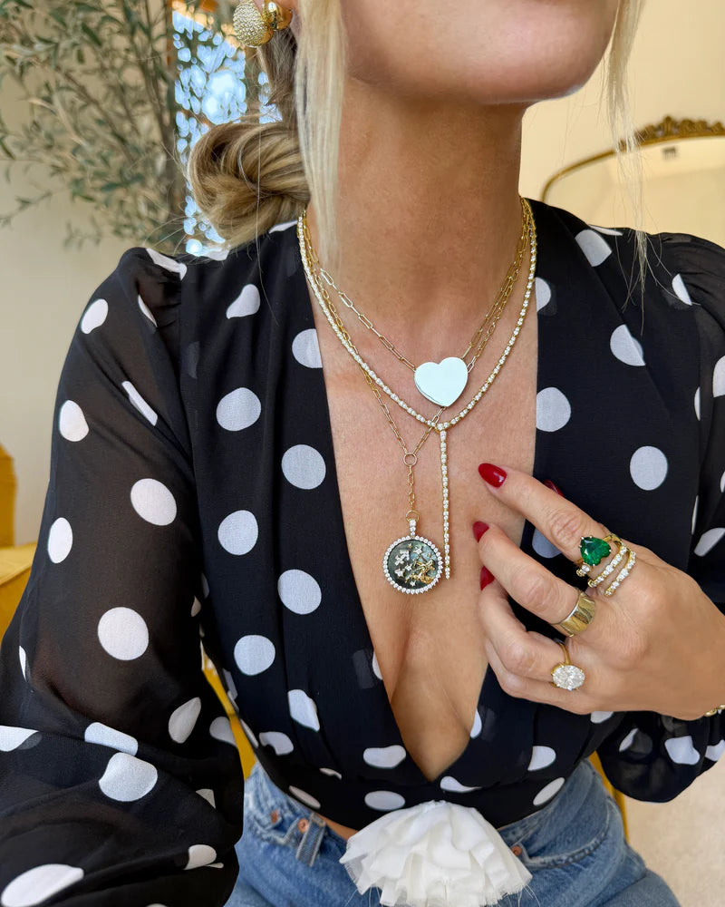 Pavé Serpent Lariat Necklace Gold