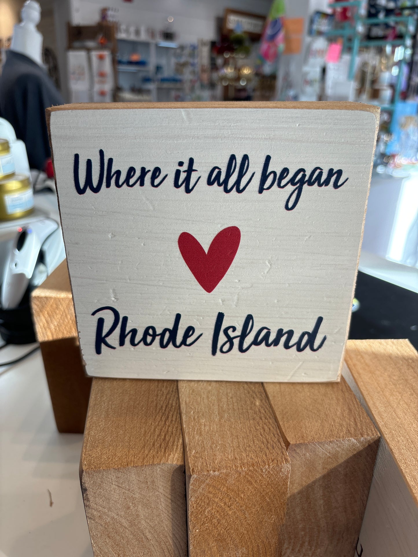 Where it all began Rhode Island Decorative Wooden Block