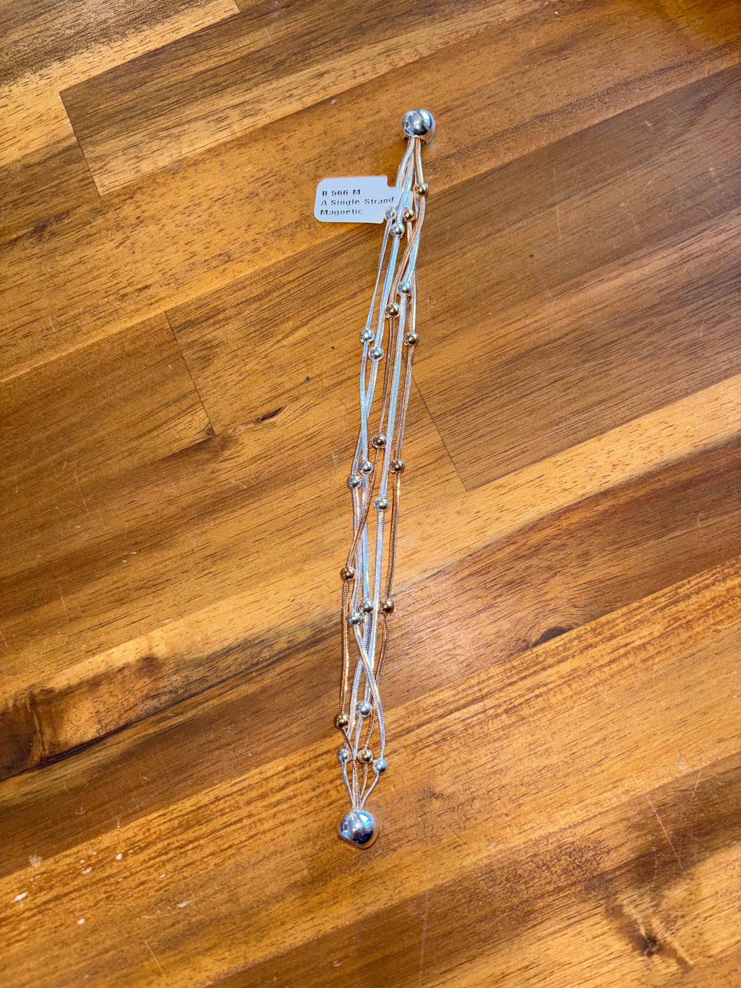 5 Strand Silver & Rose Gold Bracelet