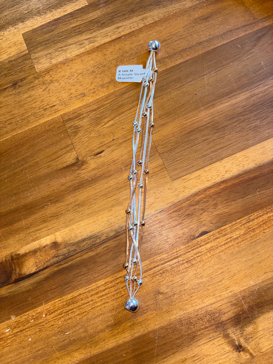 5 Strand Silver & Rose Gold Bracelet