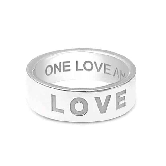 LOVE Silver Wide Band Ring
