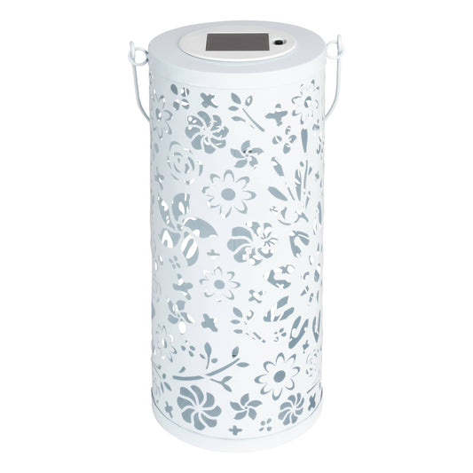 Metal Bloom 12" Outdoor Solar Lantern - White