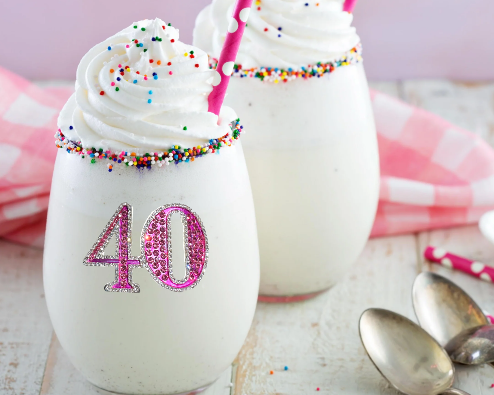 40th Birthday Jeweled Stemless Wine Glass