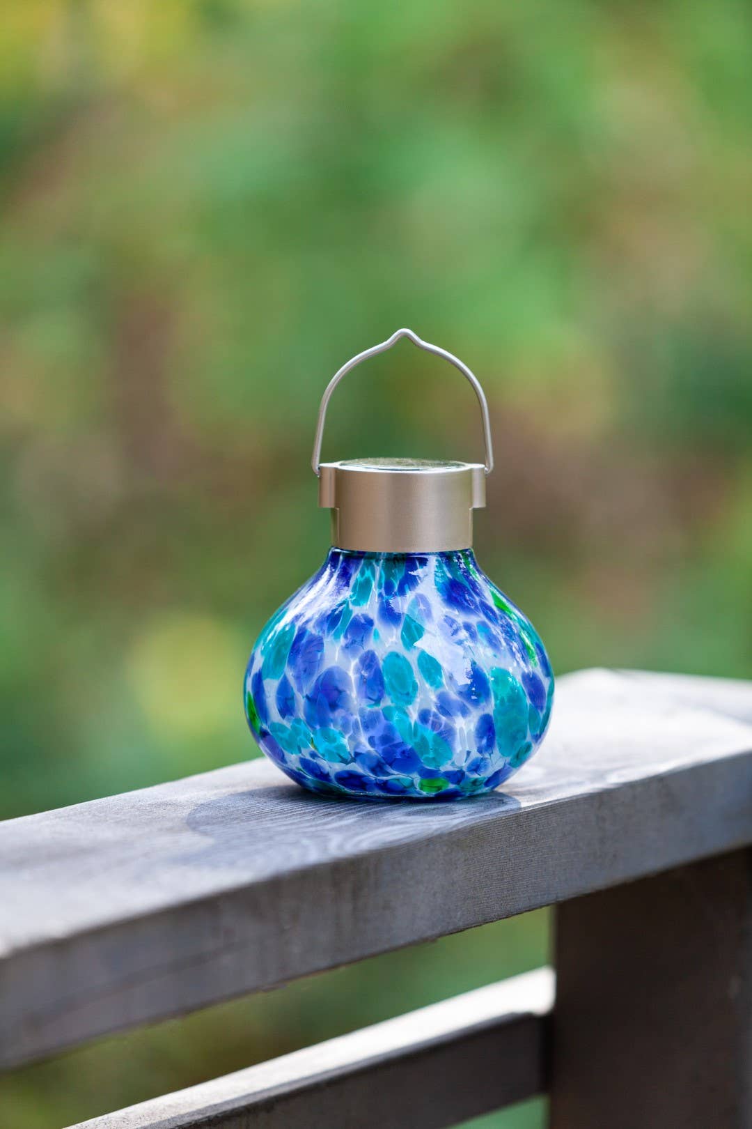 Solar Tea Lanterns 5" Handblown Glass - Tidal Blue