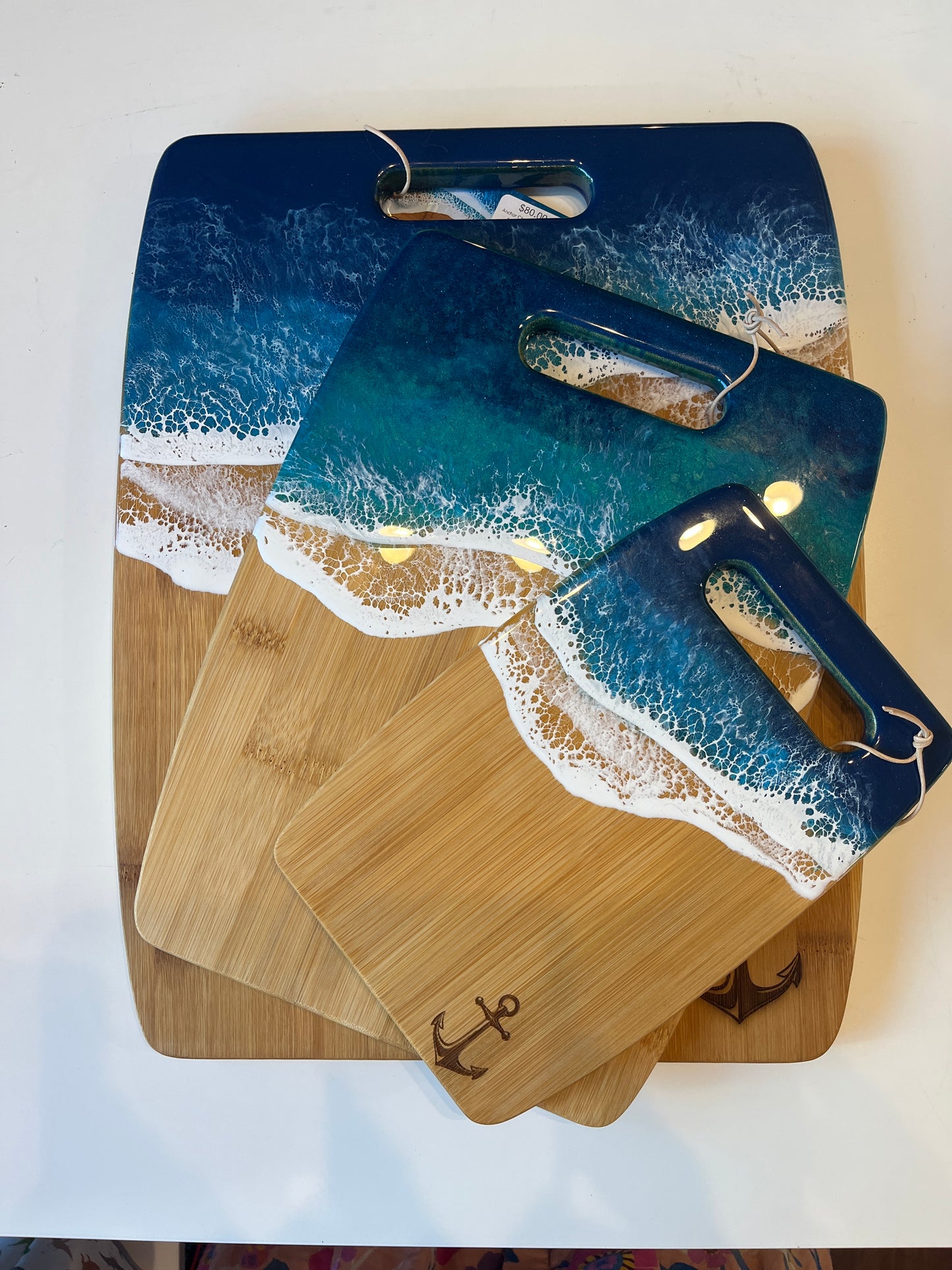 Anchor Cheese / Cutting / Charcuterie Board - Ocean Waves - Large