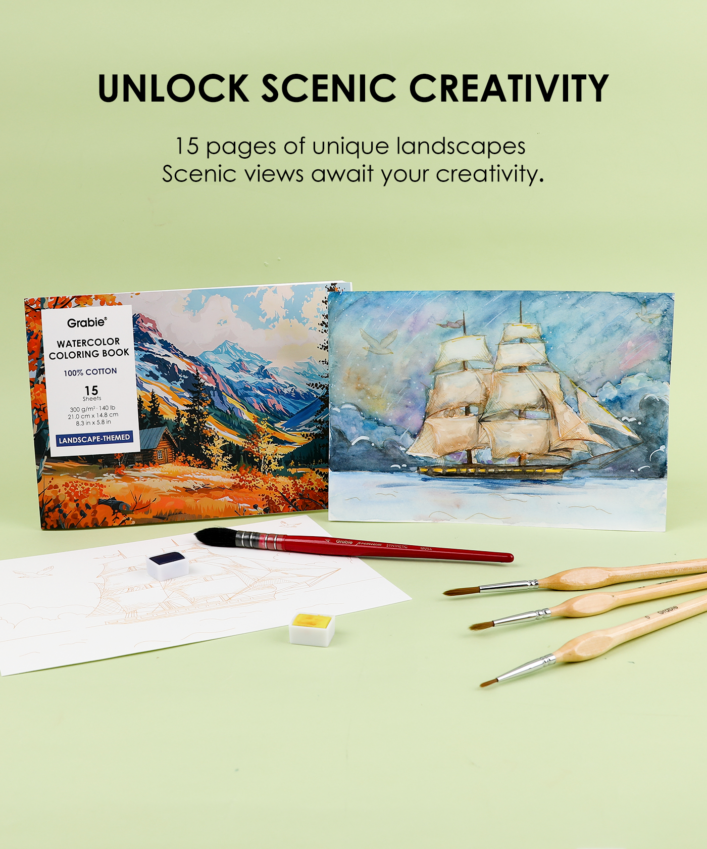 Watercolor Coloring Club Box - Landscape