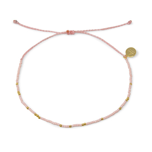 Coral and Gold Bead Anklet