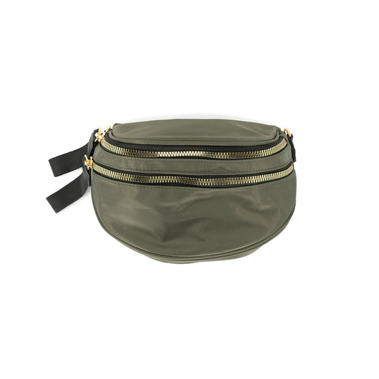 Olive Double Zipper Crossbody Bag