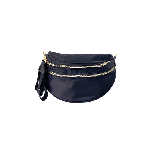 Black Double Zipper Crossbody