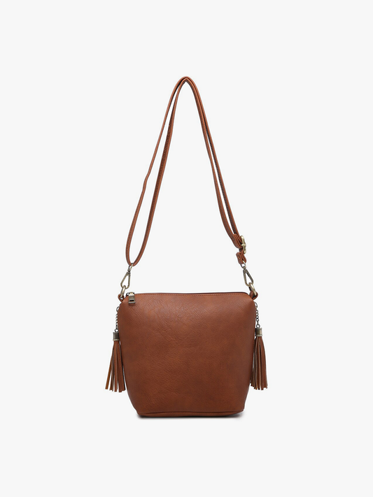 Crossbody with Tassel Zippers -Brown
