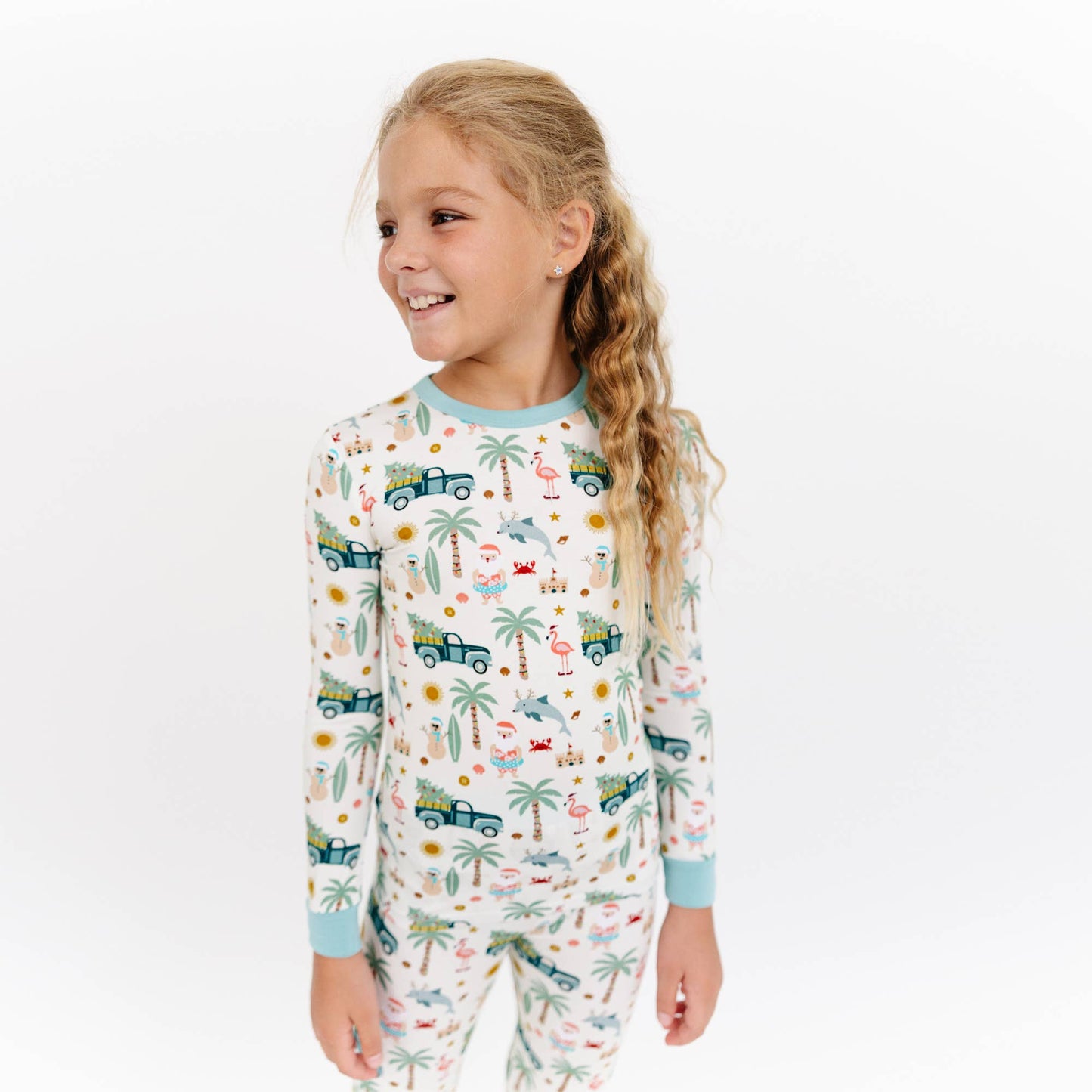 Coastal Christmas Holiday Bamboo Kids Pajamas Sleep Set