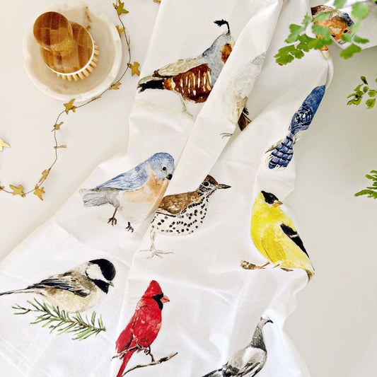Birds tea towel