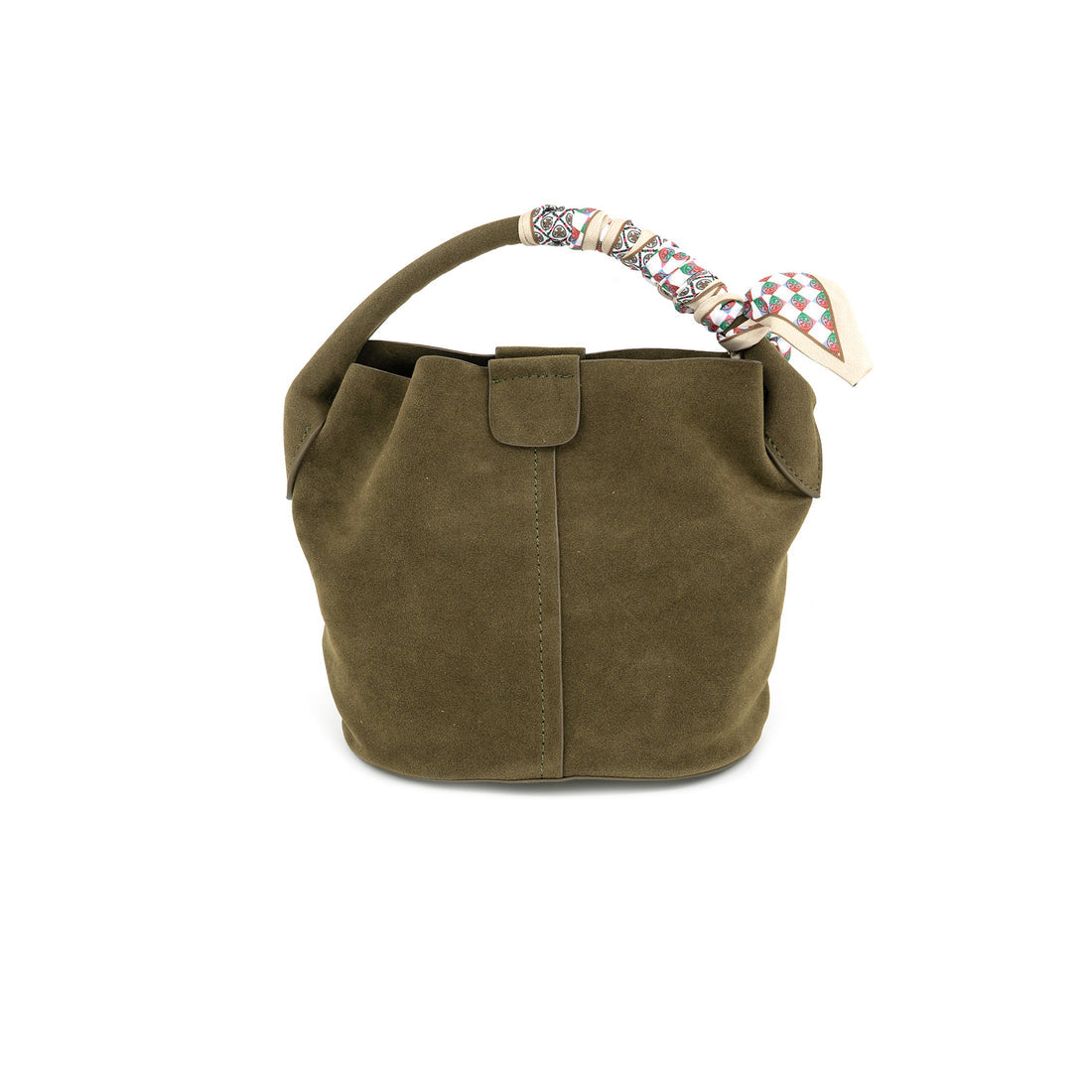 Olive Small Bucket Bag with Scarf